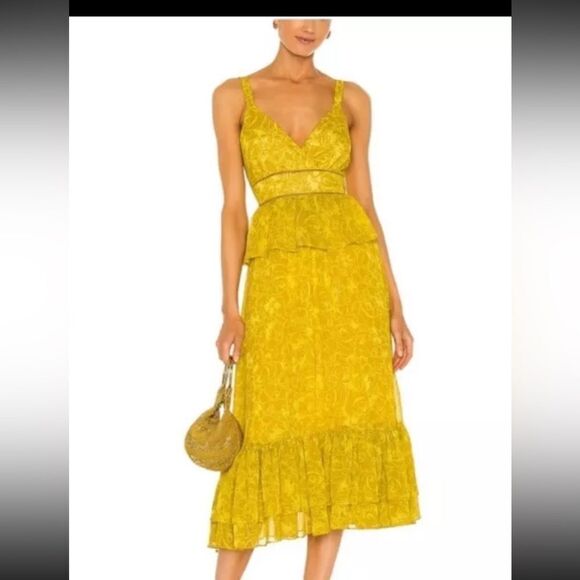 Likely Carla Long Peplum-Waist Dress In Yellow - Picture 1 of 5